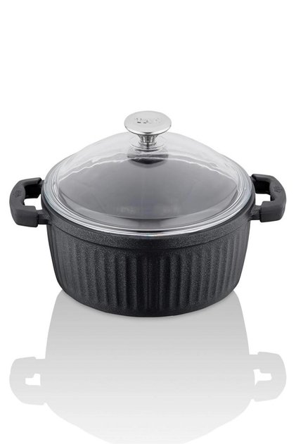 Taç valeriya glass lid cast flat pot black no:26 taç-3831