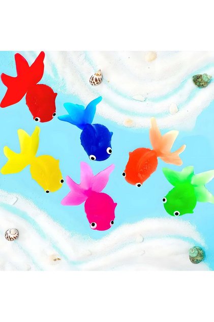 6pcs Lifelike Floating Goldfish with Fishing Net, Artificial Aquarium Decorations, Plastic Fi