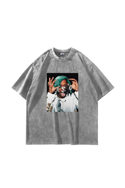 تيشيرت أبيض كبير الحجم مطبوع للجنسين من Asap Rocky V2