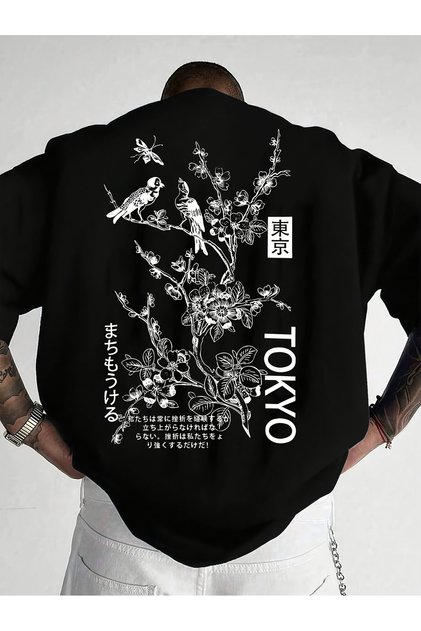 Unisex Tokyo Printed Oversize T-Shirt