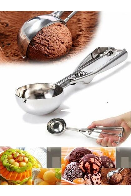 Steel Ice Cream Spoon and Steel Cookie Spoon Practical Ball Ice Cream Spoon