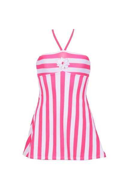 Romance Striped Strapless Girls' Swimsuit
