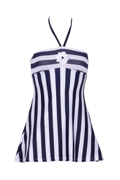 Romance Striped Strapless Girls' Swimsuit