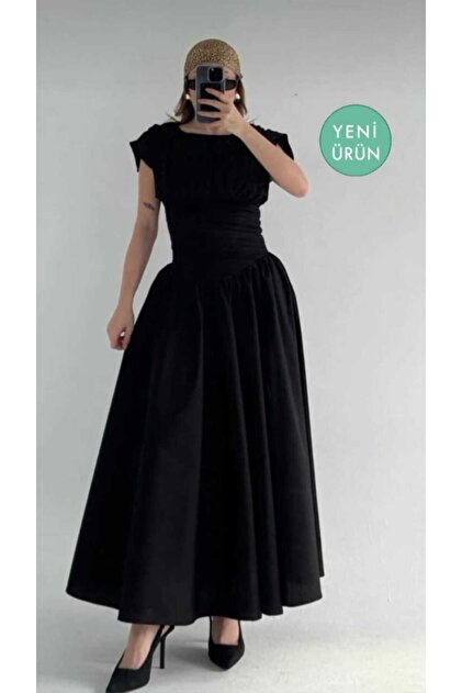 Rochie midi mulată din poplin, design personalizat Pinterest
