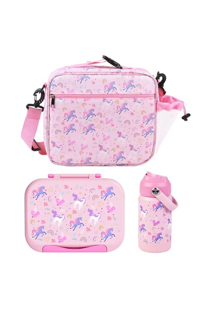 Bento Lunch Box Set for Kids (Multi-Compartment, Leakproof, Insulated, Food Organizer) w/ 350 Steel water bottle and spoon & Fork set