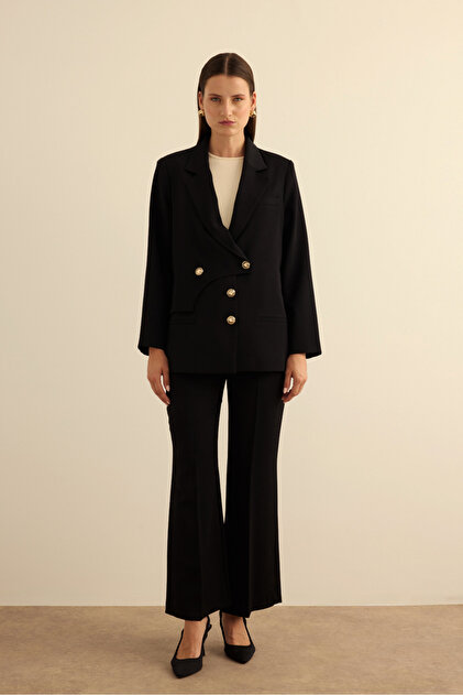 Flared Leg Woven Trousers