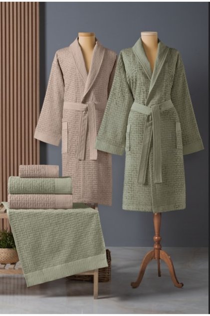 Bamboo Bathrobe Set Lisse Sage Saber