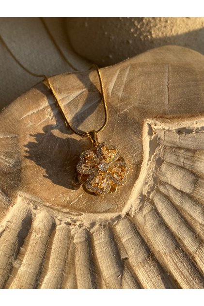 Zircon Stone Fine Detailed Stress Relief Rotating Clover Necklace Guaranteed Not to Tarnish Shipped in Gift Box