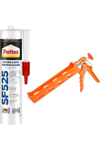 Pattex SF525 Silicone Sealant and Gun - Premium Kitchen And Bath silicone sealant and Heavy Duty Ser