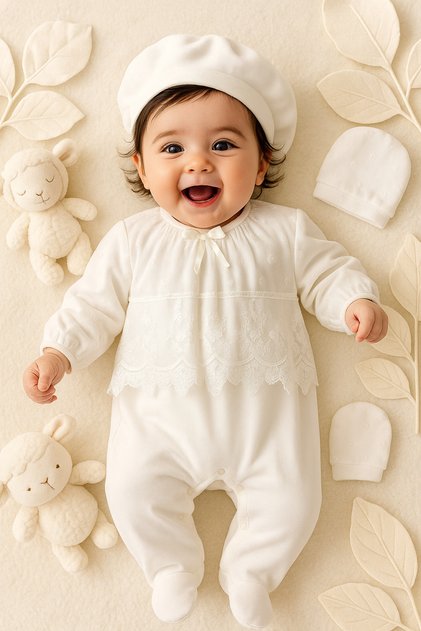 Newborn Baby Girl 0-3 Months Hospital Release Tulle Lace Voile Blanket Lace Jumpsuit Set (Mevli̇tli̇k)