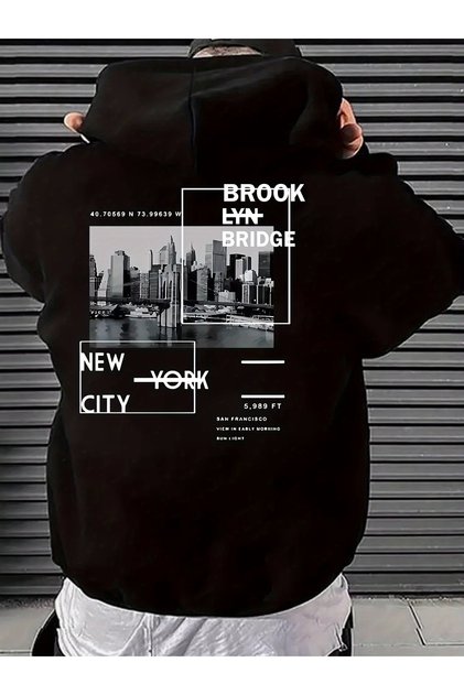 Unisex Brooklyn Bridge Printed Oversize Sweatshirt