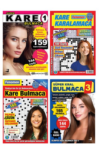 Süper Karışık Bulmaca Seti 4 Kitap Set (Kare-Çengel-Sarmal vs...)