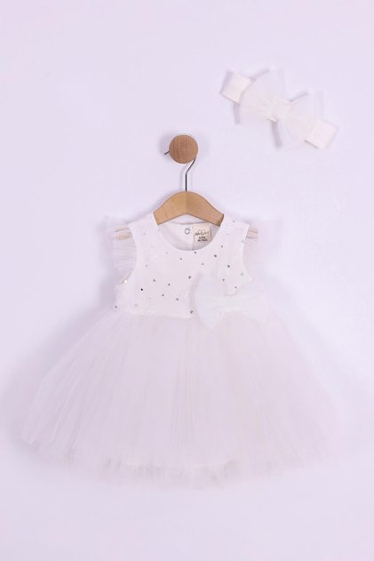 Ecru Heart Robe Baby Girl Dress