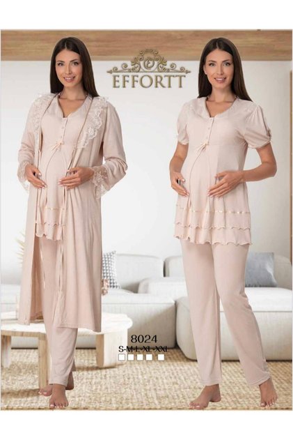Maternity and Postpartum Pajama Set with Robe