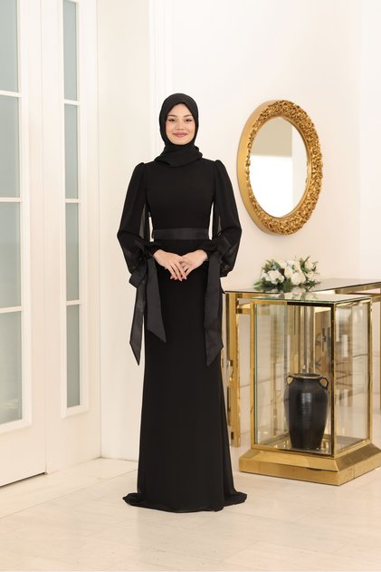 Firuze Tesettür Abiye Siyah