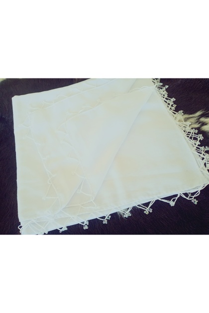 Handmade Sand Beaded Crochet Print Writing, Cheesecloth Yemeni, Scarf, 4 Edges Embroidered