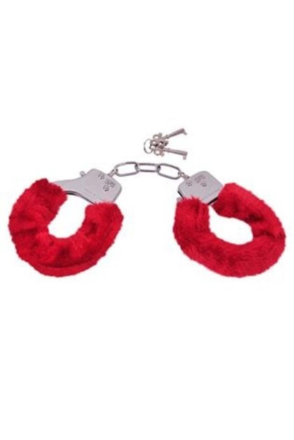 Accesoriu metalic pentru cătușe - cu blană artificială roșie