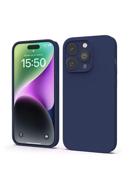 Силиконов калъф Premium за Apple iPhone 15 Pro Max, тъмносин