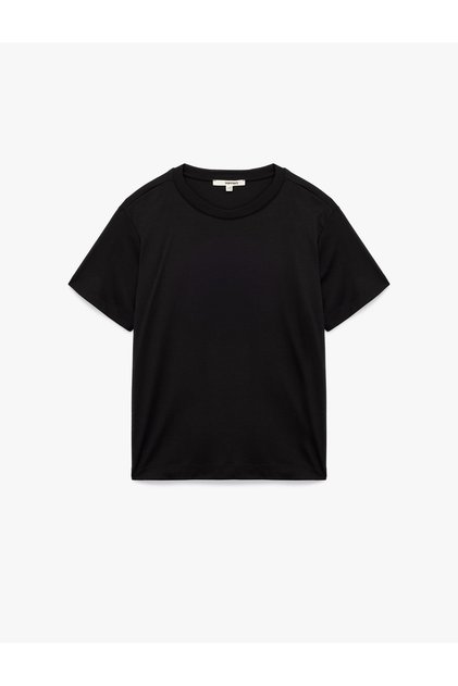 Baumwoll-Modal-Mischgewebe Slim Fit Kurzarm-T-Shirt mit Rundhalsausschnitt Basic-T-Shirt
