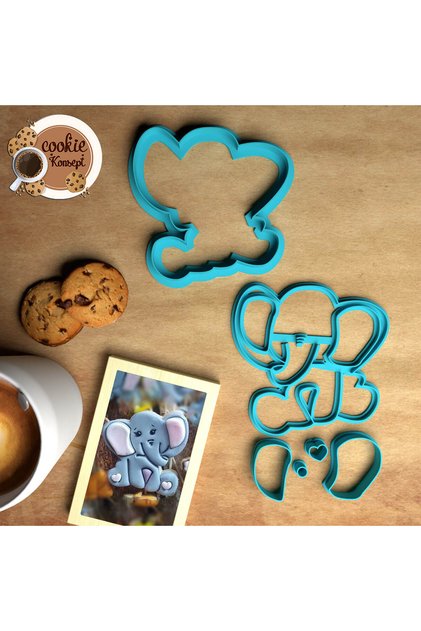 Baby Shower Mold Set Safari Elephant # 2 – Cookie, Dough and Clay Compatible