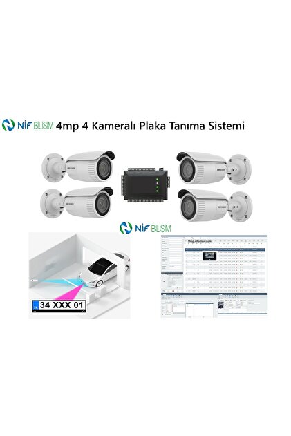 Nif Bilişim Hikvision 4mp 4 Kameralı Plaka Tanıma Sistemi Yazılım