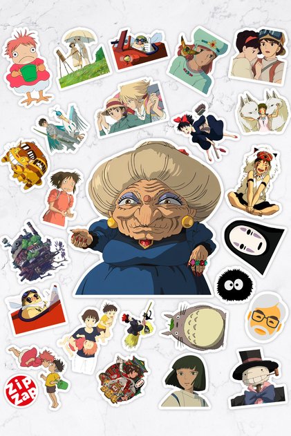 Hayao Miyazaki Themed Anime Phone Laptop Bullet Journal Adhesive Foil Sticker Pack (25 Pcs)
