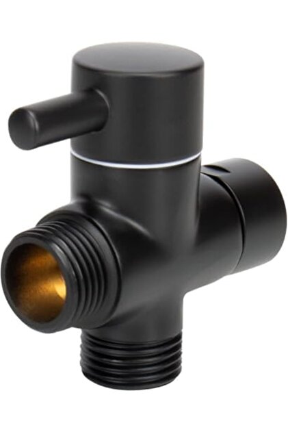 Solid Brass Shower Arm G1/2 Inch with 3-Way Diverter Valve, Matte Black, Universal Converter for Han
