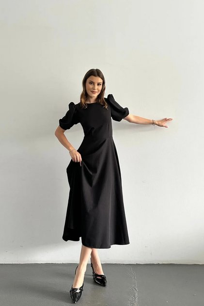 Rochie lungă cu mâneci tip pepene
