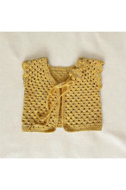 Baby Hand Knitted Knitted Crochet Crochet Crotchet Vest Yellow with Glitter Flower