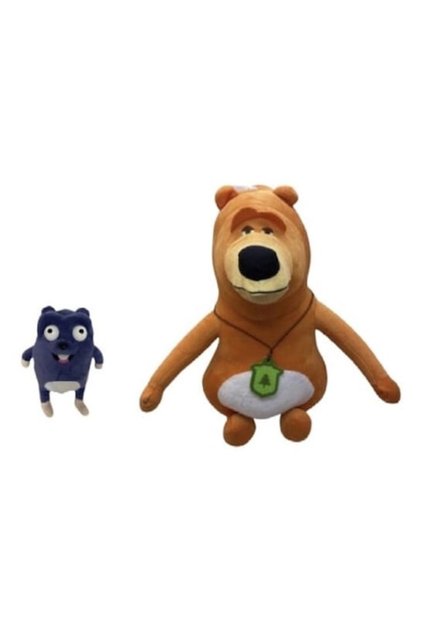 Set 2 Mascote de Pluș, Ursuleț Grizzly și Lemmingi, MASHASHOP, Multicolor, 50 cm - 25 cm