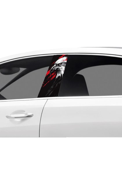 Car Door Post Covering Foil Eagle Patterned (Right Left Set) (2 Pieces) - 22X50 cm