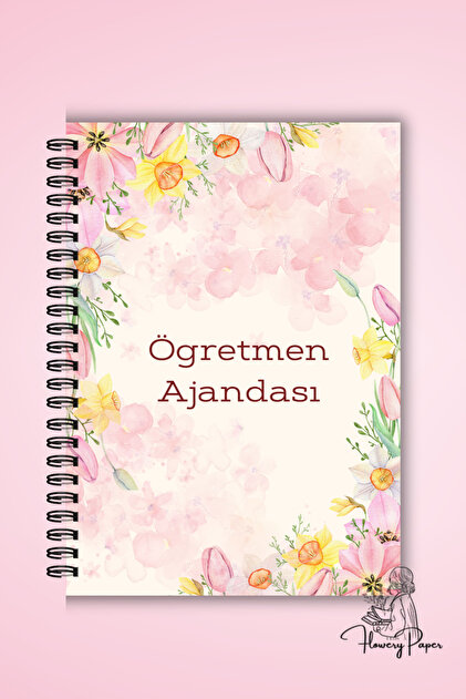 Çiçek Öğretmen Süresiz Planlayıcı,Ajanda A5 ,80 yaprak /160 sayfa , Defter Haftalık Planlayıcı