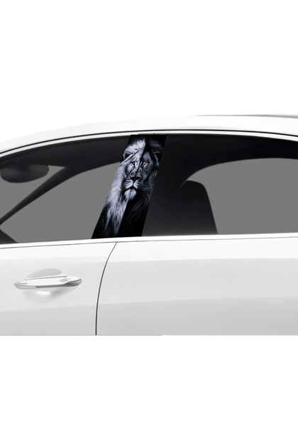 Vehicle door post coating foil with lion pattern (right left set) (2 pieces) - 22x50 cm