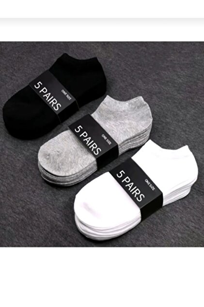 Set of 15 Unisex Cotton Booties Socks Black Gray White Suitable for Daily Casual Sports Shoes