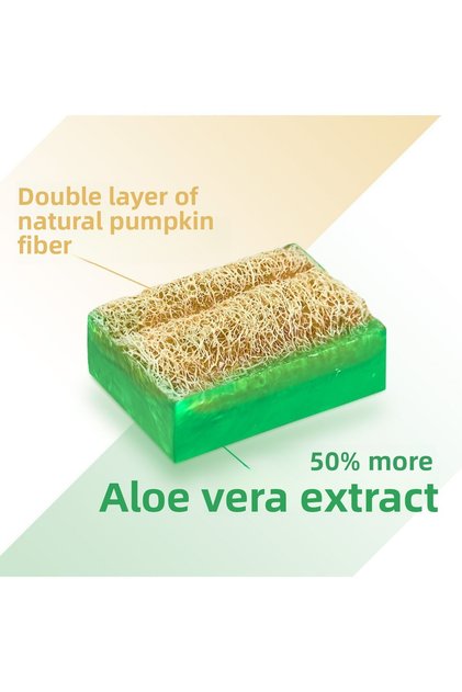 Natural Pumpkin Fiber Handmade Aloe Vera Soap with Purifying Effect 125 gr