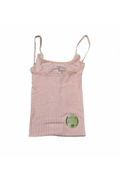 Bamboo Kadın Dantelli Konforlu Pudra Atlet 2859