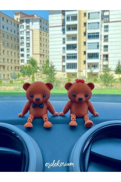 Cute Pair of 2 Brown Bears - Glove Box Accessory - Car Glove Box Ornament - Auto Accessory