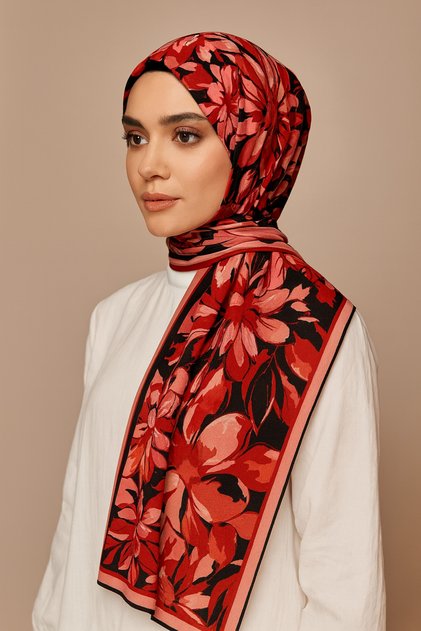 Flower Pattern French Silk Shawl 70X180Cm