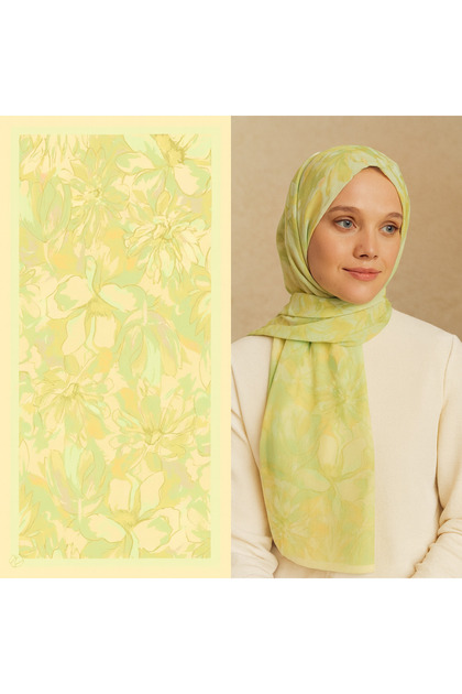 Flower Pattern French Silk Shawl 70X180Cm