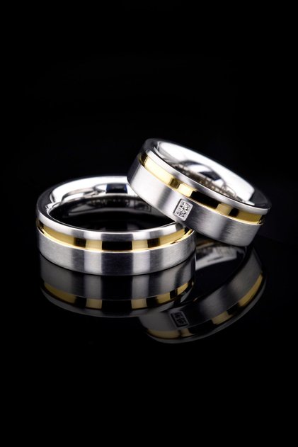 Love Me Brand 7mm 1St Quality Tarnish Free Gold White 2 Colors Steel Wedding Band Ring Lm-016G