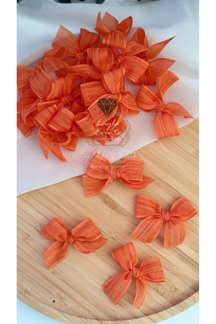 Linen Ribbon Ready Bow -20 Pieces- Orange