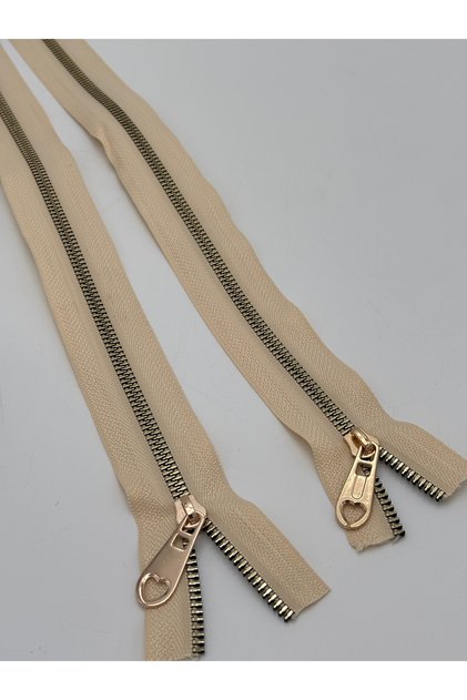 (45 cm) 2 Pcs Zipper/Bag Zipper/Bag Accessory/Cream Gold Threaded