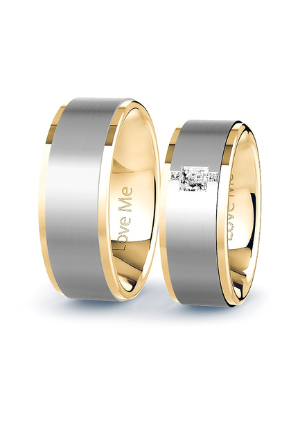 Love Me Marka 1. Kalite 9mm Altın Beyaz 2 Renk Unisex Çelik Alyans Yüzük Lm-008g