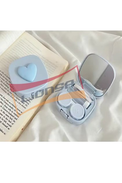 Lens taşıma saklama kutu ve takma aparatı seti (Kalpli-Mavi)