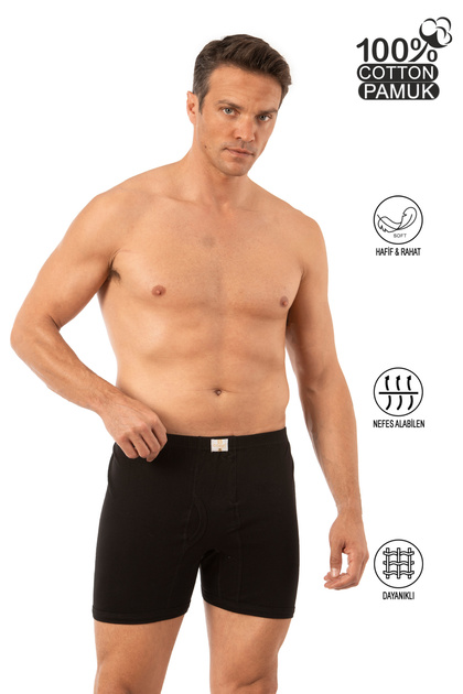 Özkan 0043 Men's 100% Cotton Combed Single Jersey Fabric Flexible Comfortable Baggy Long Johns Boxer Underpants