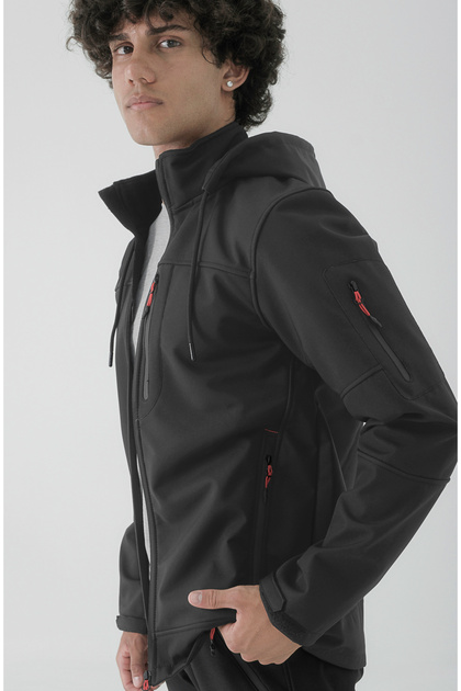 Men's Detachable Hooded Trio Softshell Coat Color: Anthracite
