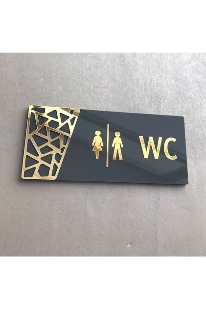 Antrasit Gold Pattern Seri Wc Kendinden Yapışkanlı Yönlendirme Tabelası