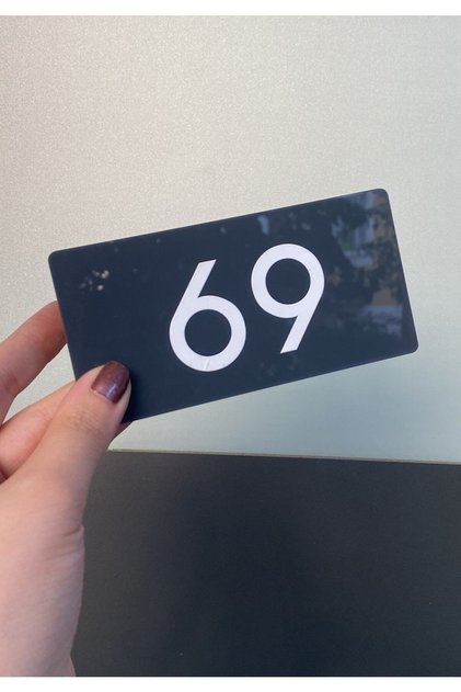 Door Number Minimal Glossy Anthracite Plexi Self Adhesive -69