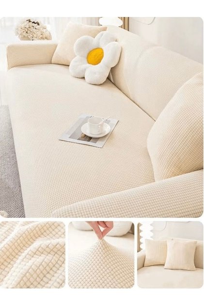 Seat Cover Sofa Cover Lycra Stretch Elastic Flexible Square Pattern Three Seater One Piece Sofa Cover