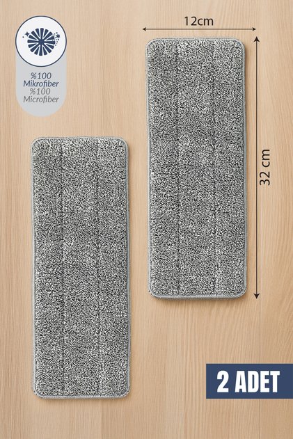 (2 Adet) Lavine Flat Mop Temizlik Seti Yedek Bez Mikrofiber Başlık Premium Kalite